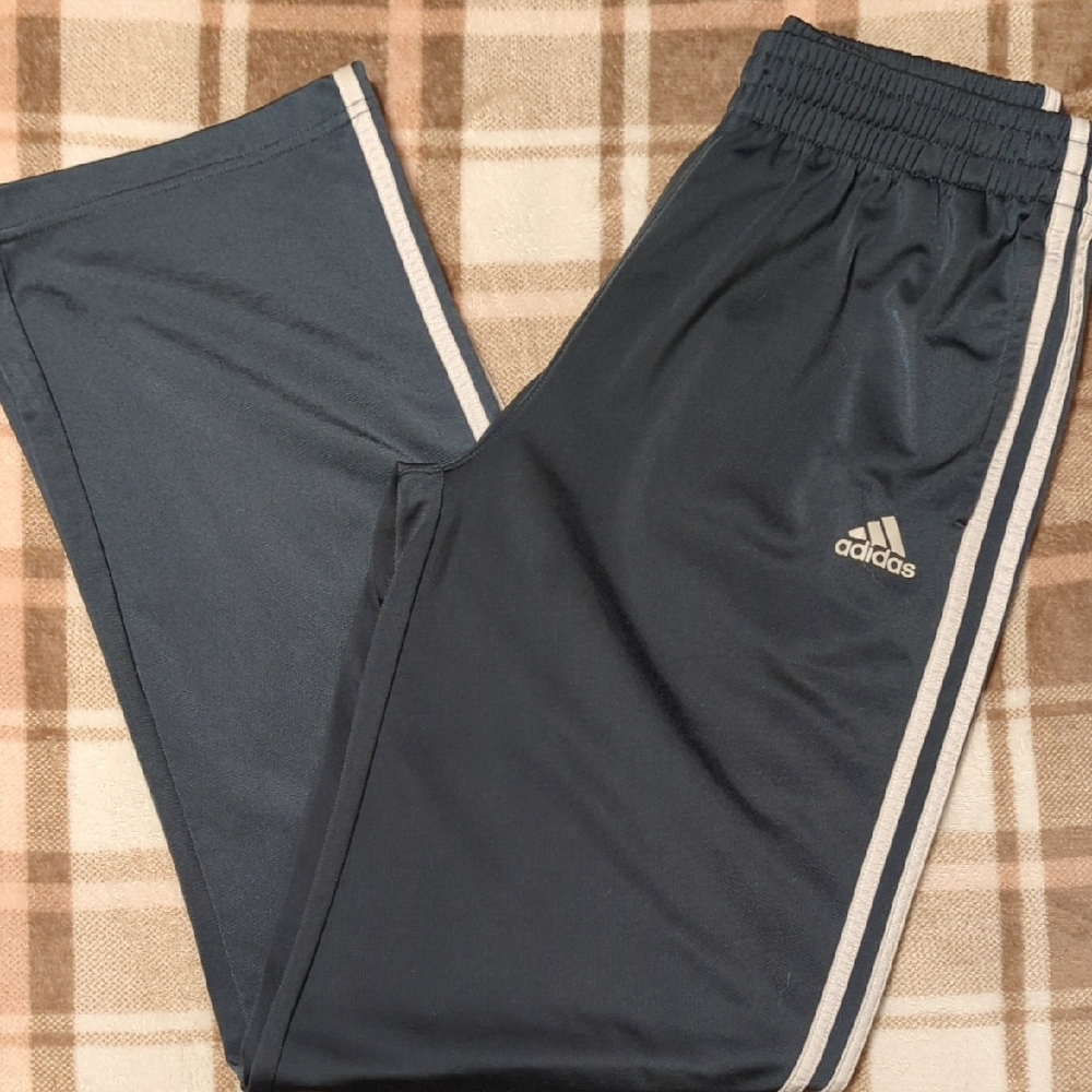Adidas Gray Athletic Pants with Signature Stripes